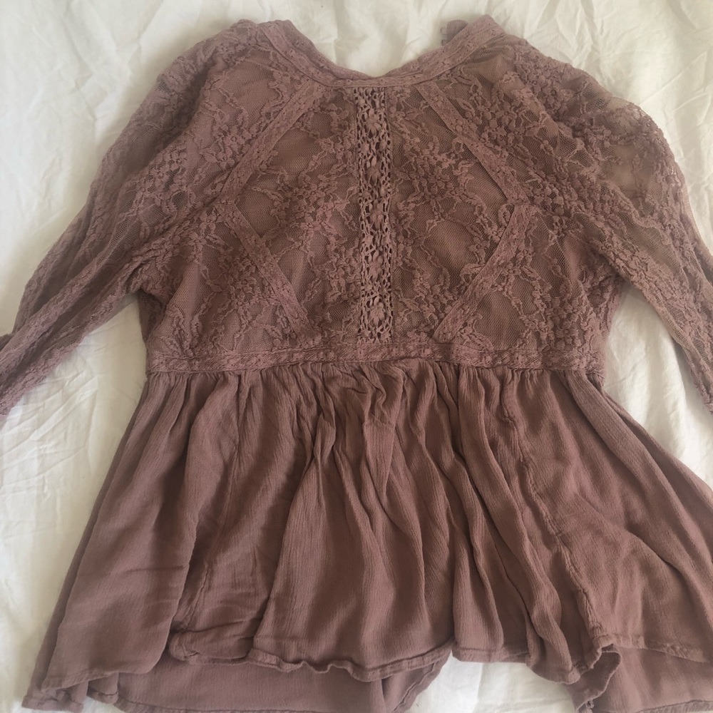 American Eagle lace sheer flowy shirt